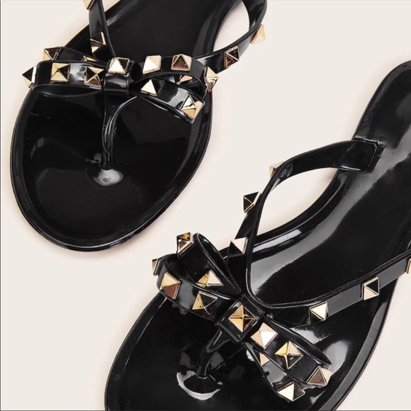 Black Jelly Open Toe Slip On Sandal - Picture 2 of 5